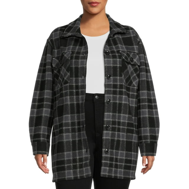 Terra & Sky Women's Plus Size Belted Shacket