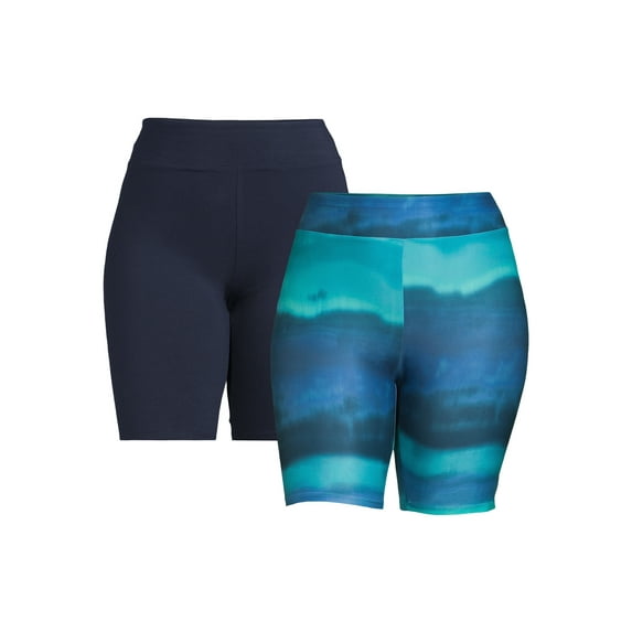 Terra & Sky Women’s Plus Size Bike Shorts, 10" Inseam, 2-Pack, Sizes 0X-4X