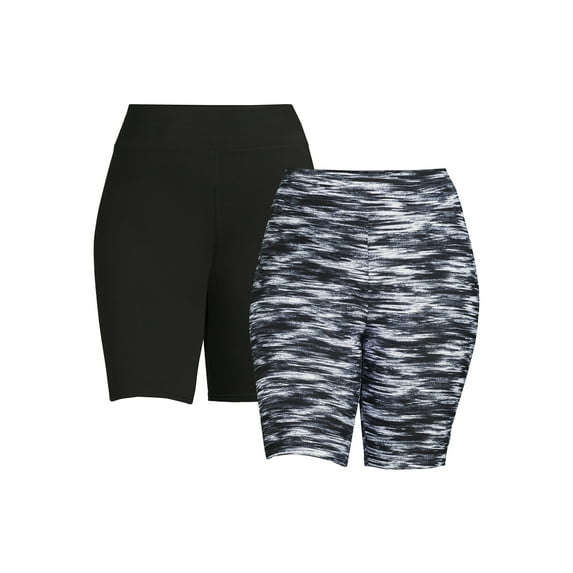 Terra & Sky Women’s Plus Size Bike Shorts, 10" Inseam, 2-Pack, Sizes 0X-5X