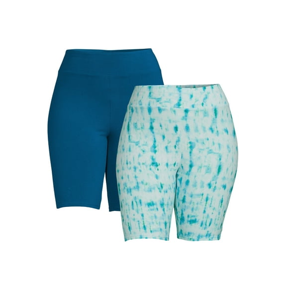 Terra & Sky Women's Plus Size Bike Shorts, 2-Pack