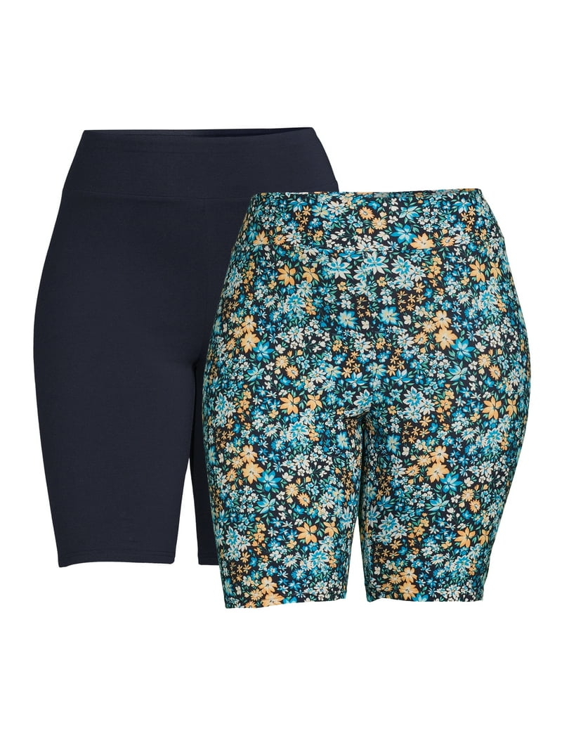 Terra Sky Women's Plus Size Bike Shorts, 2-Pack
