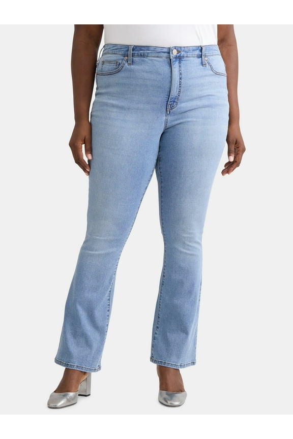 Women's Plus Size Bootcut High Rise Jeans, Available in Short and Regular Inseams