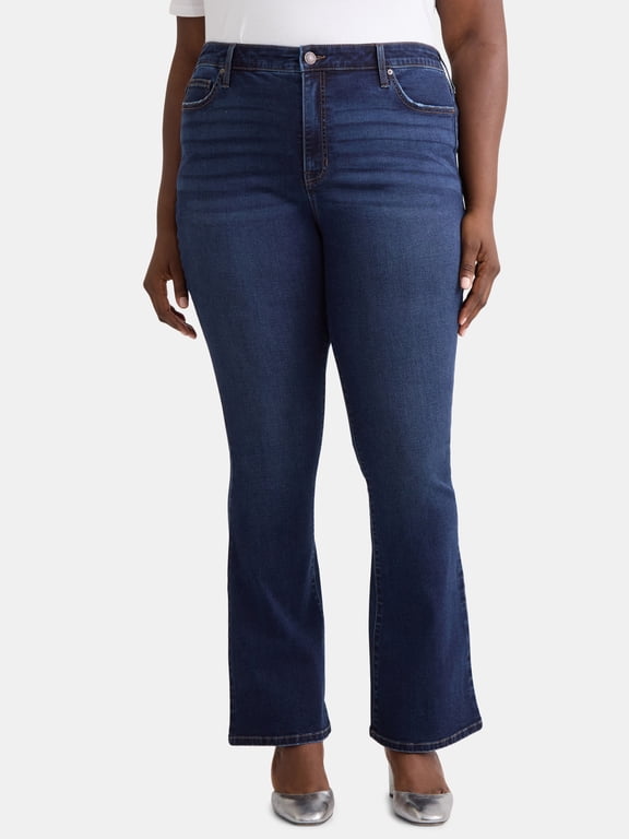 Women's Plus Size Bootcut High Rise Jeans, Available in Short and Regular Inseams
