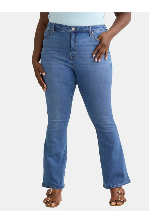 Women's Plus Size Bootcut High Rise Jeans, Available in Short and Regular Inseams