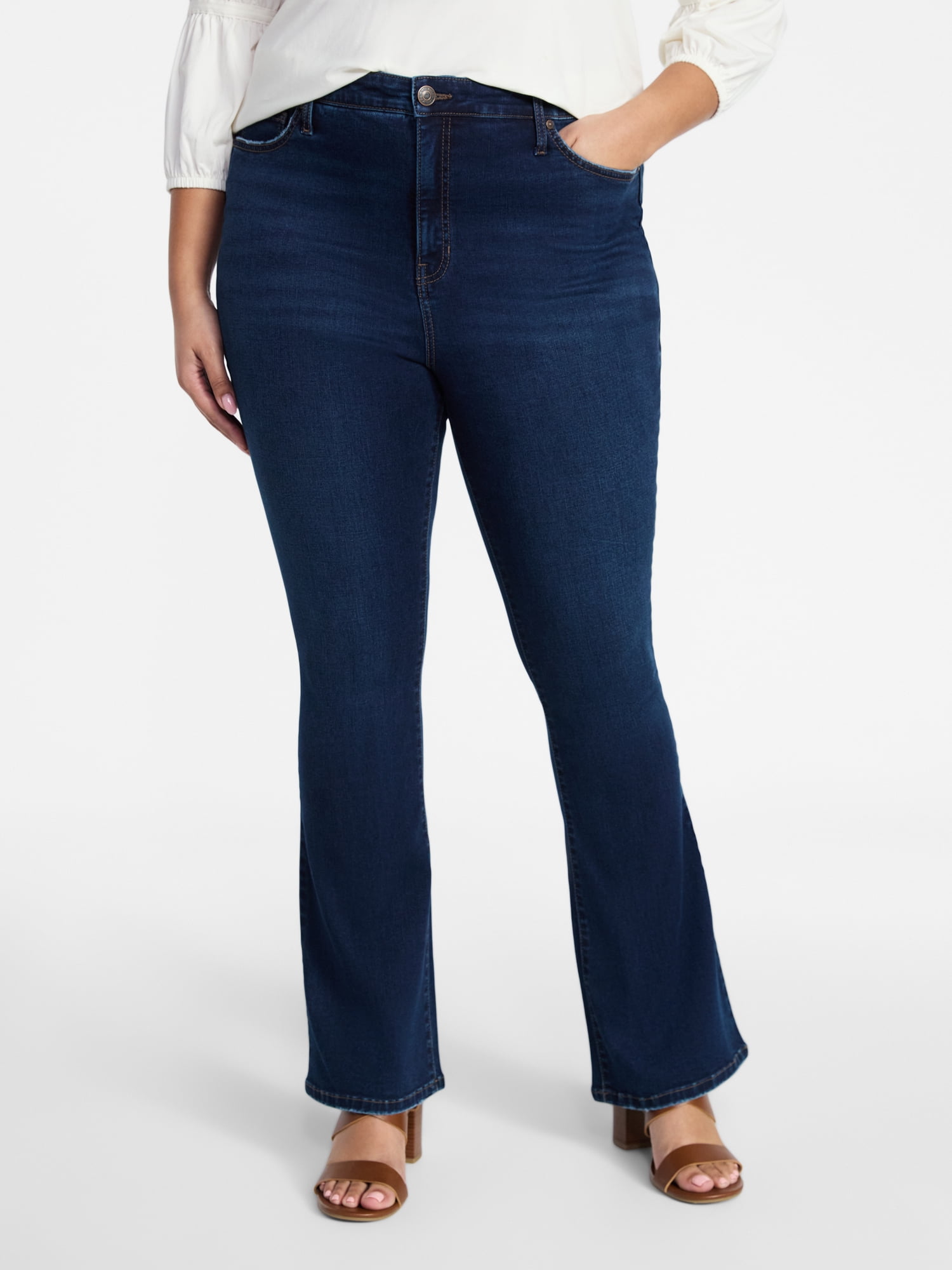Terra & Sky Women's Plus High Rise Bootcut Jeans, Sizes 16W-28W