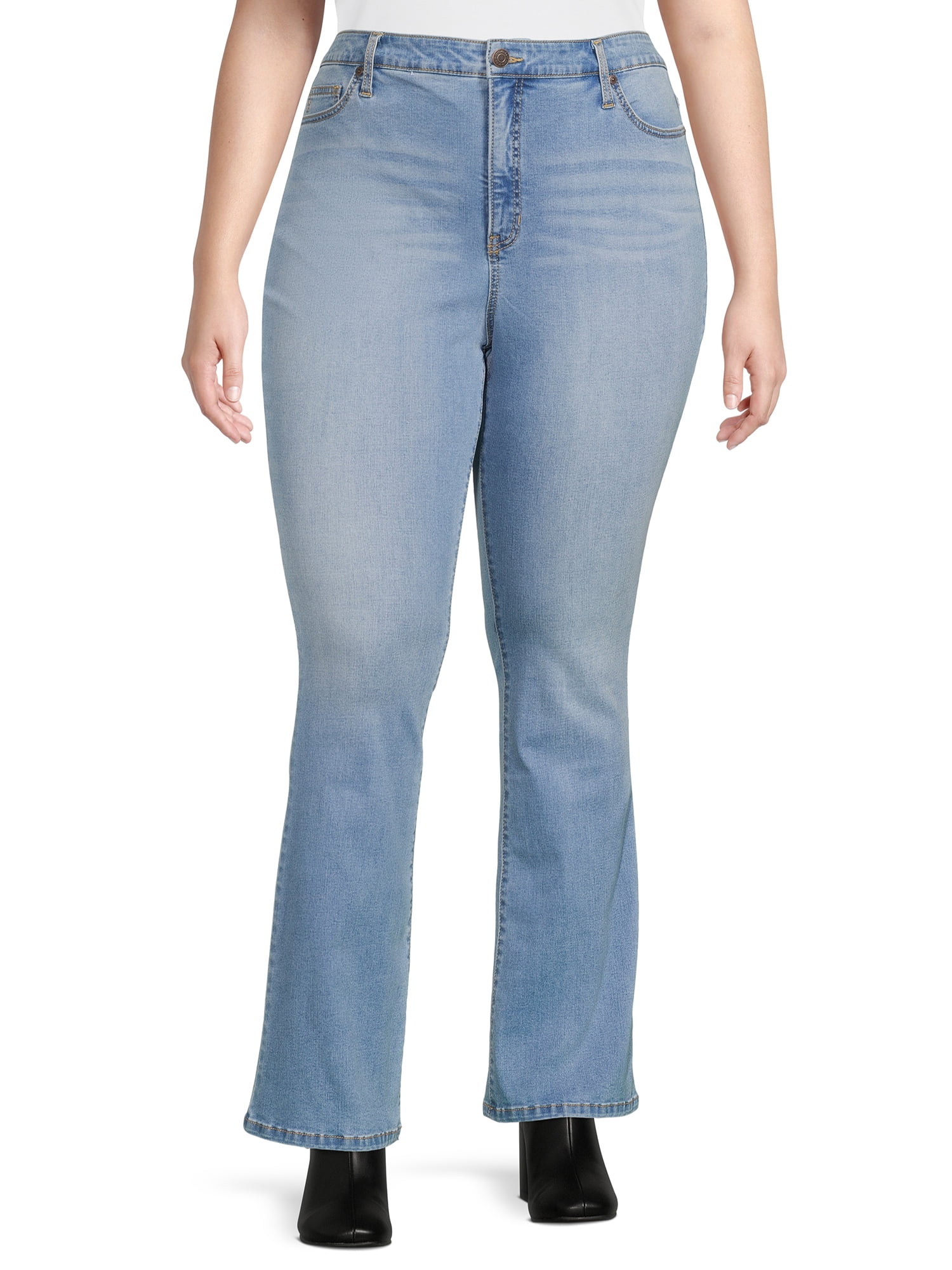 Terra & Sky Women's Plus Size High Waist Bootcut Jeans 