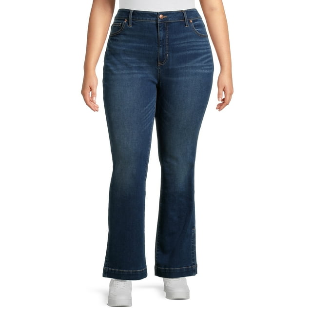 Terra & Sky Women's Plus Size Bootcut Side Slit Jeans, 31