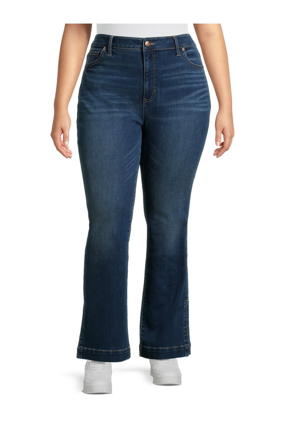 Women's Plus Size Bootcut Side Slit Jeans, 31" Inseam, Sizes 16W-24W