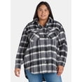 thumbnail image 1 of Terra & Sky Women's Plus Size Brushed Plaid Button Down Shacket, 0X-4X, 1 of 6