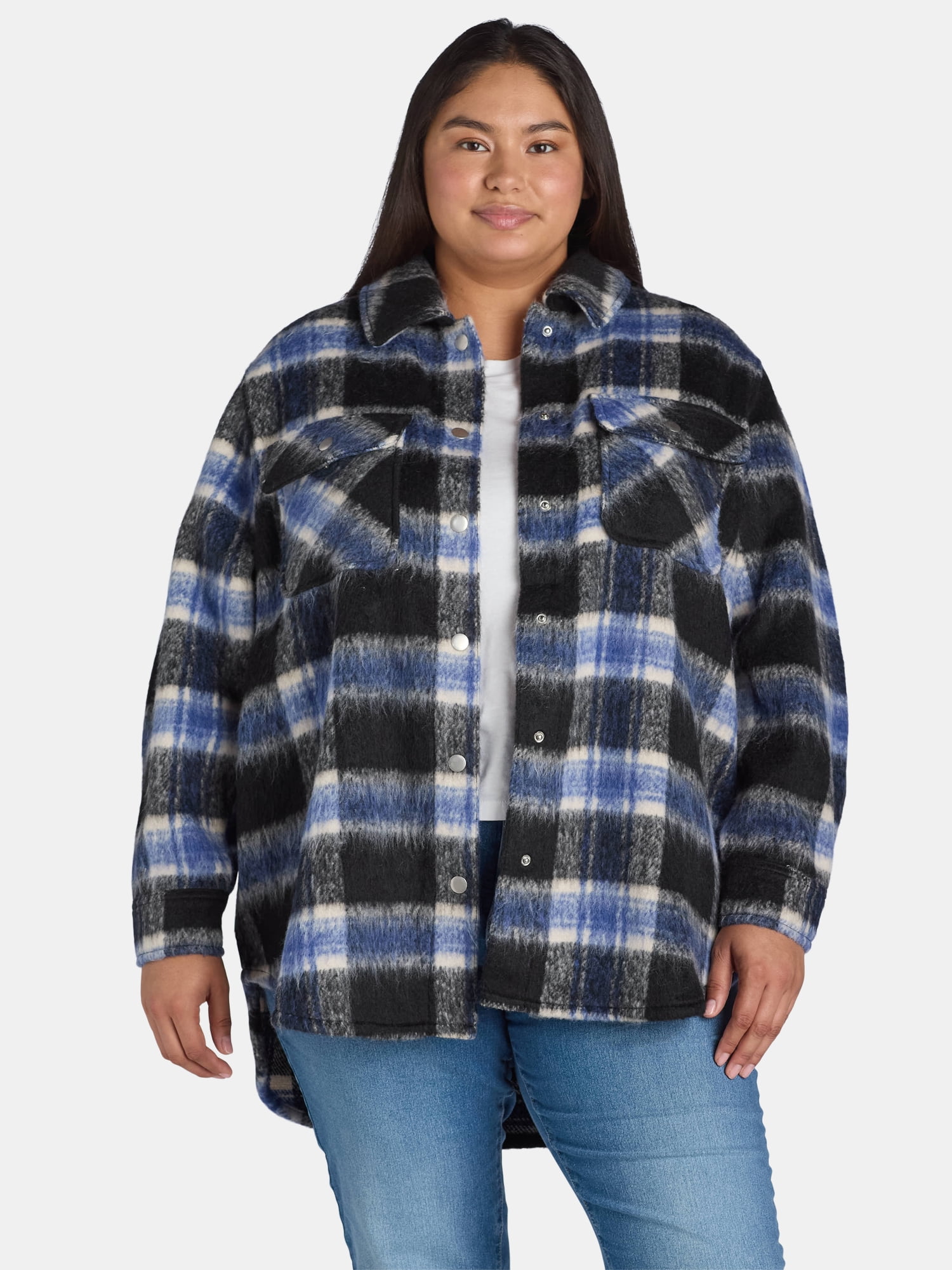 Plus Size Plaid Shacket Fall