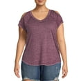 thumbnail image 1 of Terra & Sky Women's Plus Size Burnout Raglan Cold-Shoulder T-Shirt, 1 of 5
