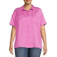 thumbnail image 1 of Terra & Sky Women's Plus Size Button Front Camp Shirt, 1 of 5
