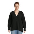 Terra & Sky Women's Plus Size Button Front Chenille Cardigan