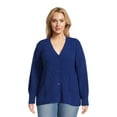 Terra & Sky Women's Plus Size Button Front Chenille Cardigan
