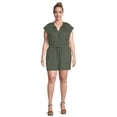 thumbnail image 1 of Terra & Sky Women's Plus Size Button-Front Knit Romper, 5" Inseam, 1 of 5