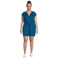 thumbnail image 1 of Terra & Sky Women's Plus Size Button-Front Knit Romper, 5" Inseam, 1 of 5