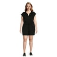 thumbnail image 1 of Terra & Sky Women's Plus Size Button-Front Knit Romper, 5" Inseam, 1 of 5