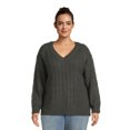 thumbnail image 1 of Terra & Sky Women's Plus Size Cable Knit Pullover Sweater, Midweight, 1 of 5