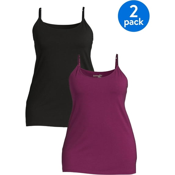 Terra & Sky Women's Plus Size Cami Tank Top, 2 Pack