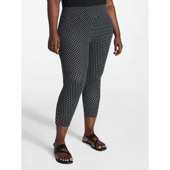 Terra & Sky, Women's Plus Capri Ladder Leggings, Black, 4X - Walmart.com