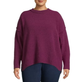 Spring Mercer Women s Cowl Neck Chenille Pullover Sweater Plum XL Walmart