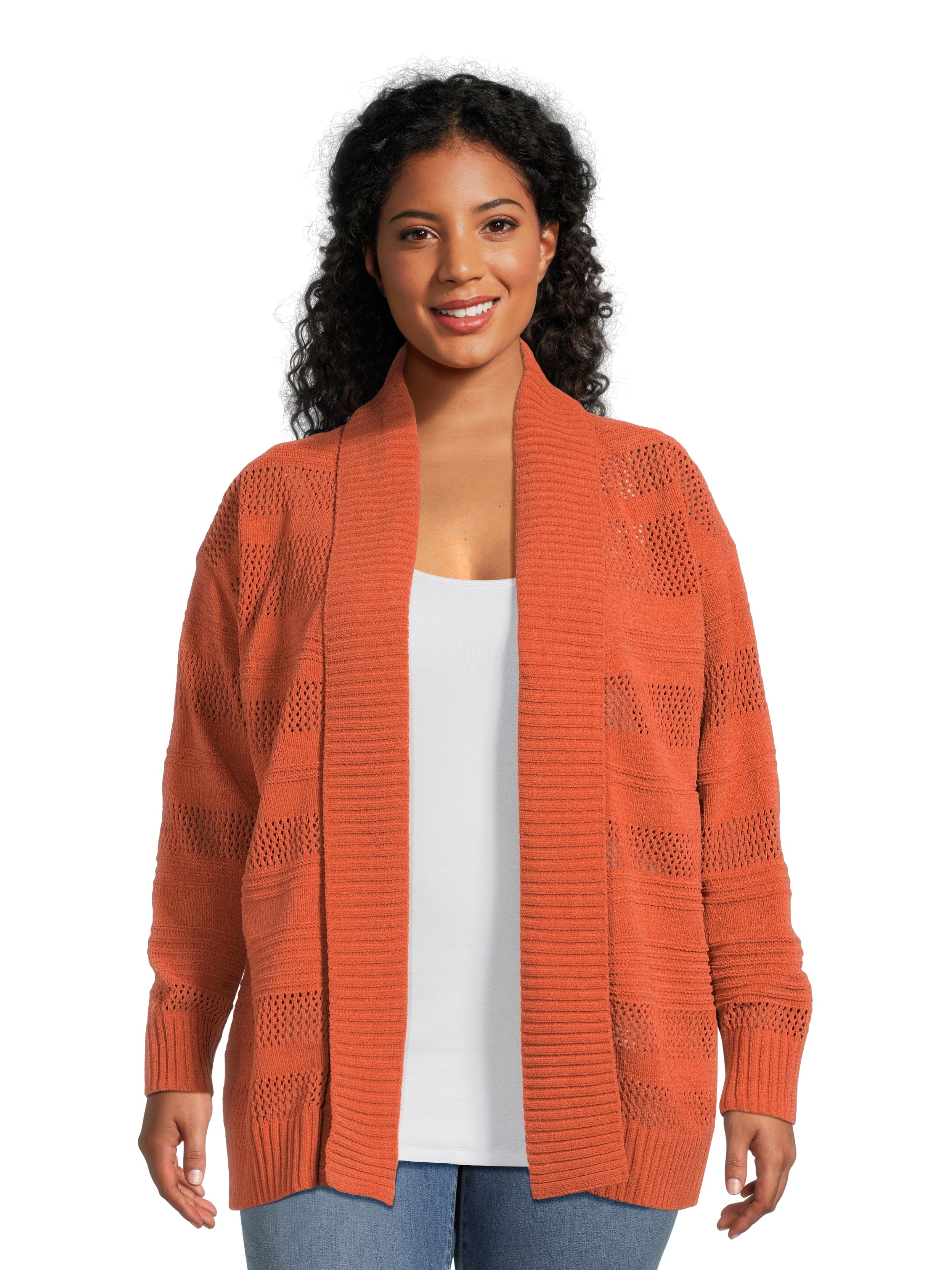 Chenille cardigan plus size discount