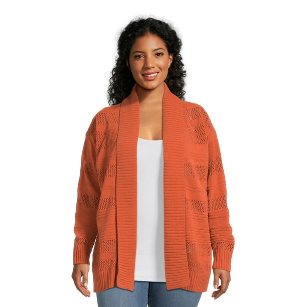 Women's plus size orange cardigan new arrivals