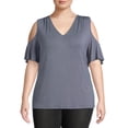 thumbnail image 1 of Terra & Sky Women's Plus Size Cold Shoulder T-Shirt, 1 of 5