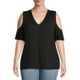 thumbnail image 1 of Terra & Sky Women's Plus Size Cold Shoulder T-Shirt, 1 of 5