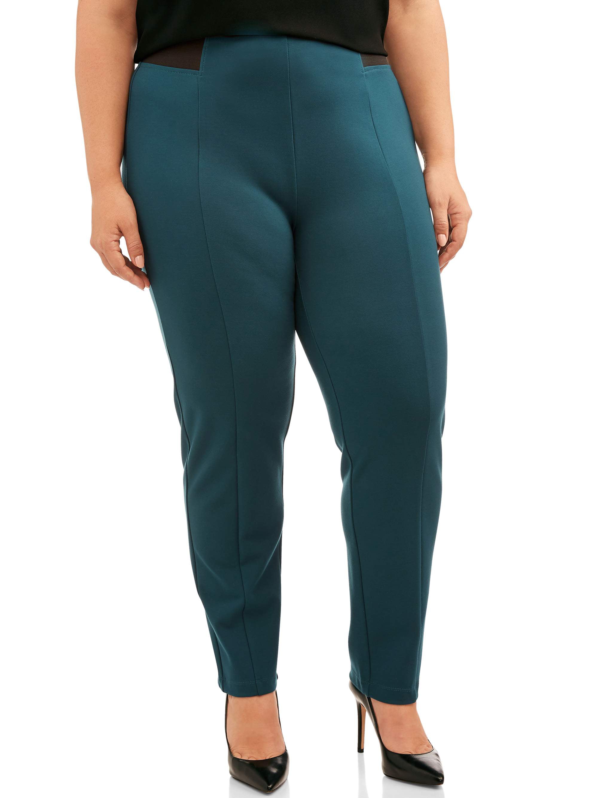 Terra & Sky Women's Plus Size Comfort Elastic Waistband Ponte Pant