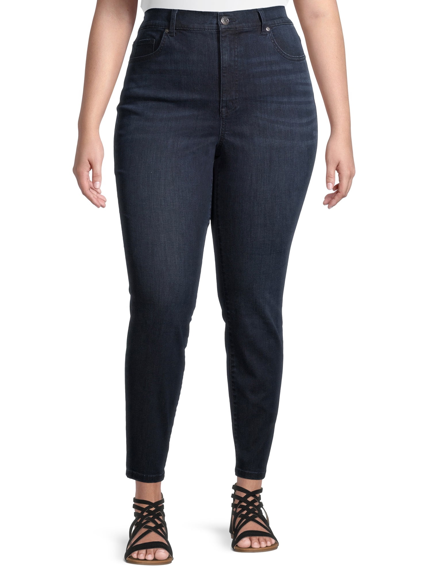 Terra & Sky Women's Plus Size Core Denim Straight Jean, Regular and Petite