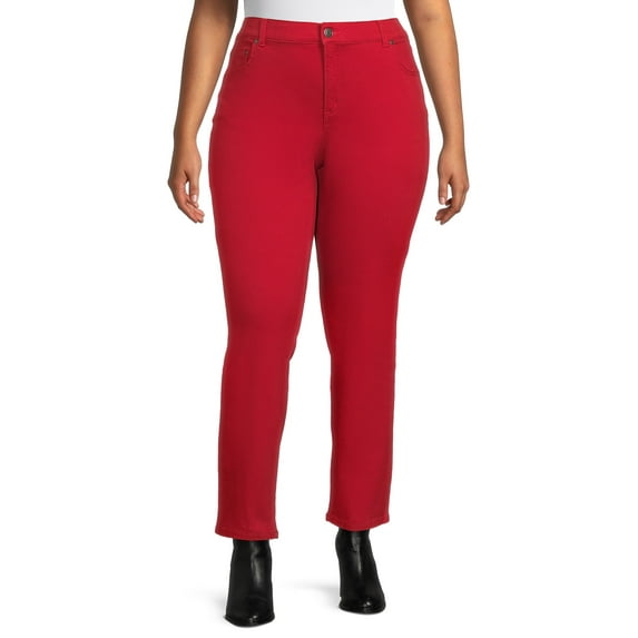 Terra & Sky Women's Plus Size Core Denim Straight Jean, Regular and Petite