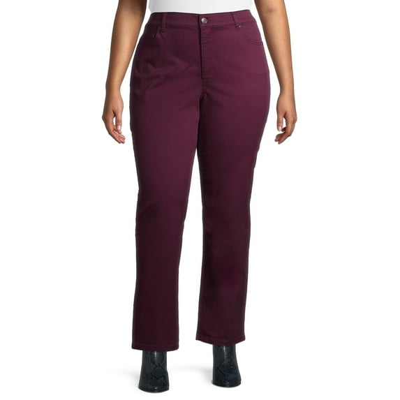 Terra & Sky Women's Plus Size Core Denim Straight Jean, Regular and Petite