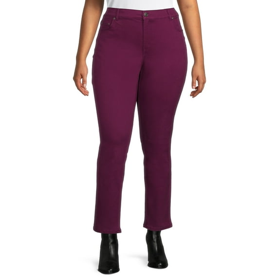 Terra & Sky Women's Plus Size Core Denim Straight Jean, Regular and Petite