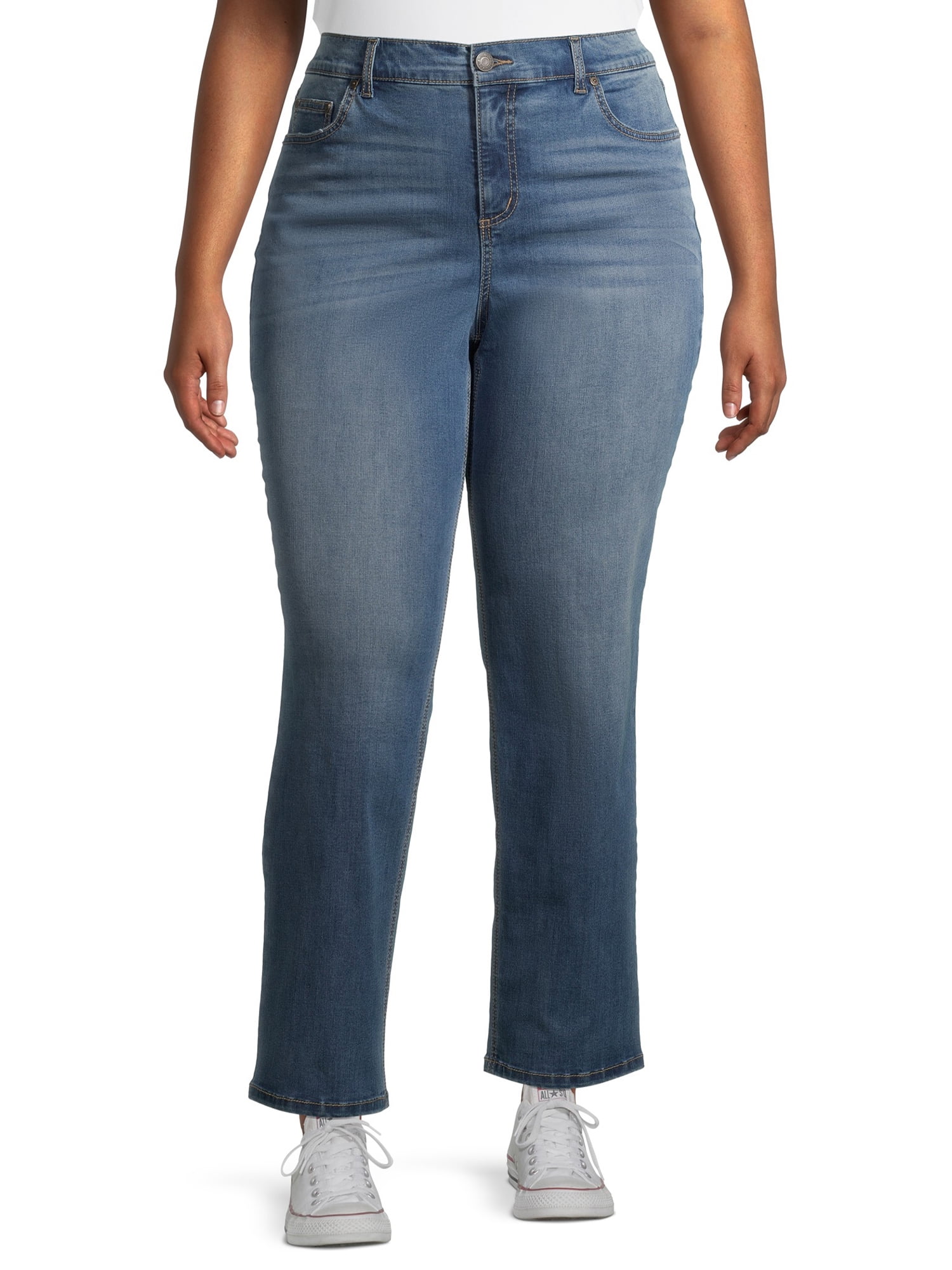 plus Et bestemt Udøve sport Terra & Sky Women's Plus Size Straight Mid-Rise Jeans, 30.25” inseam -  Walmart.com