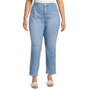 Terra & Sky Women's Plus Size Core Straight Leg Jeans, Available in Regular and Petite