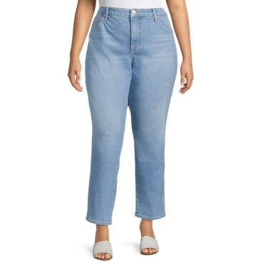 Terra & Sky Women's Plus Size Core Straight Leg Jeans, Available in Regular and Petite
