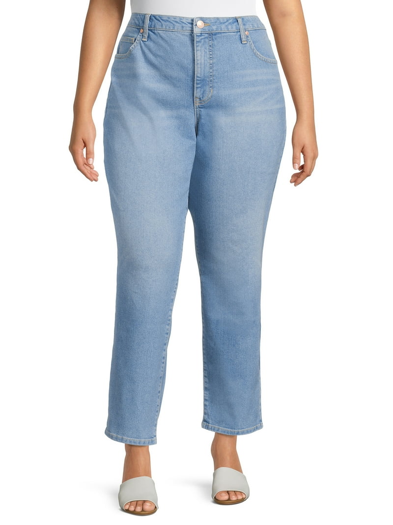 Terra Sky Women's Plus Size Straight Leg Jeans High Rise