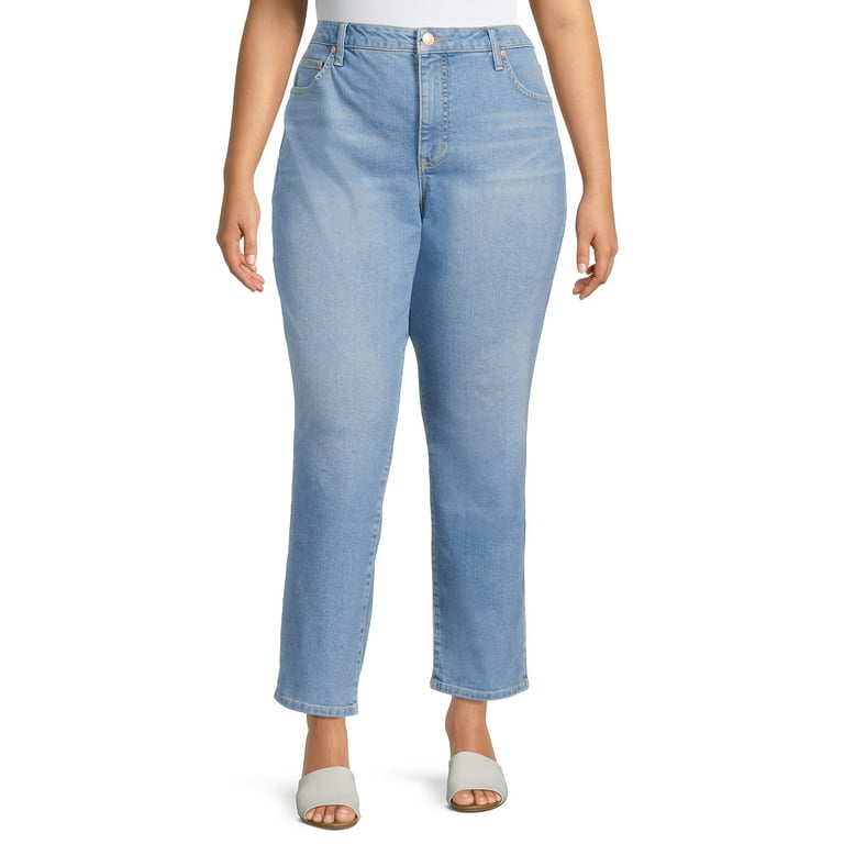 Terra & Sky Women's Plus Size Slim Boyfriend Jeans with Comfort