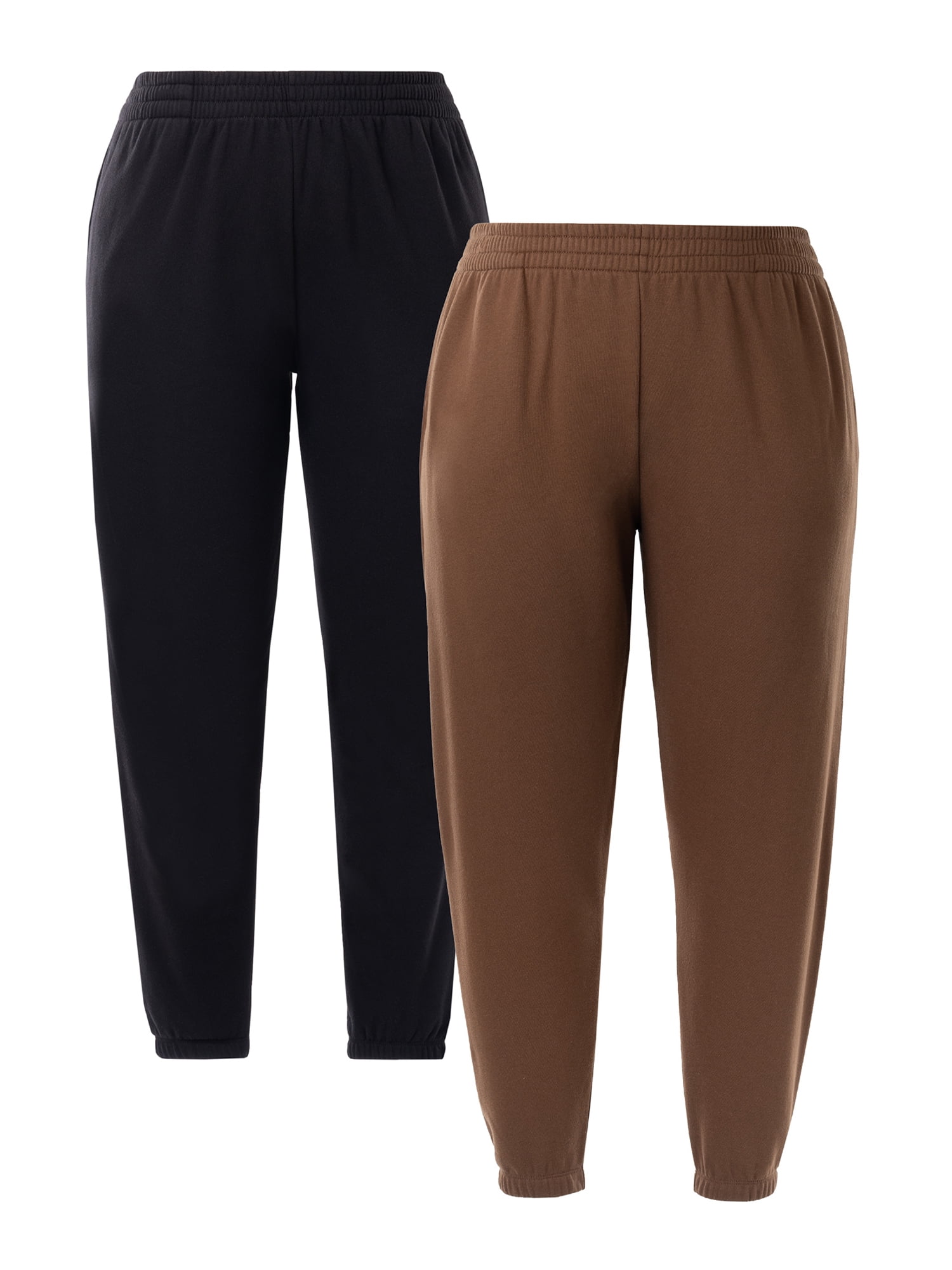 Terra & Sky Women's Plus Size Cotton Blend Fleece Sweatpants, 2-Pack 