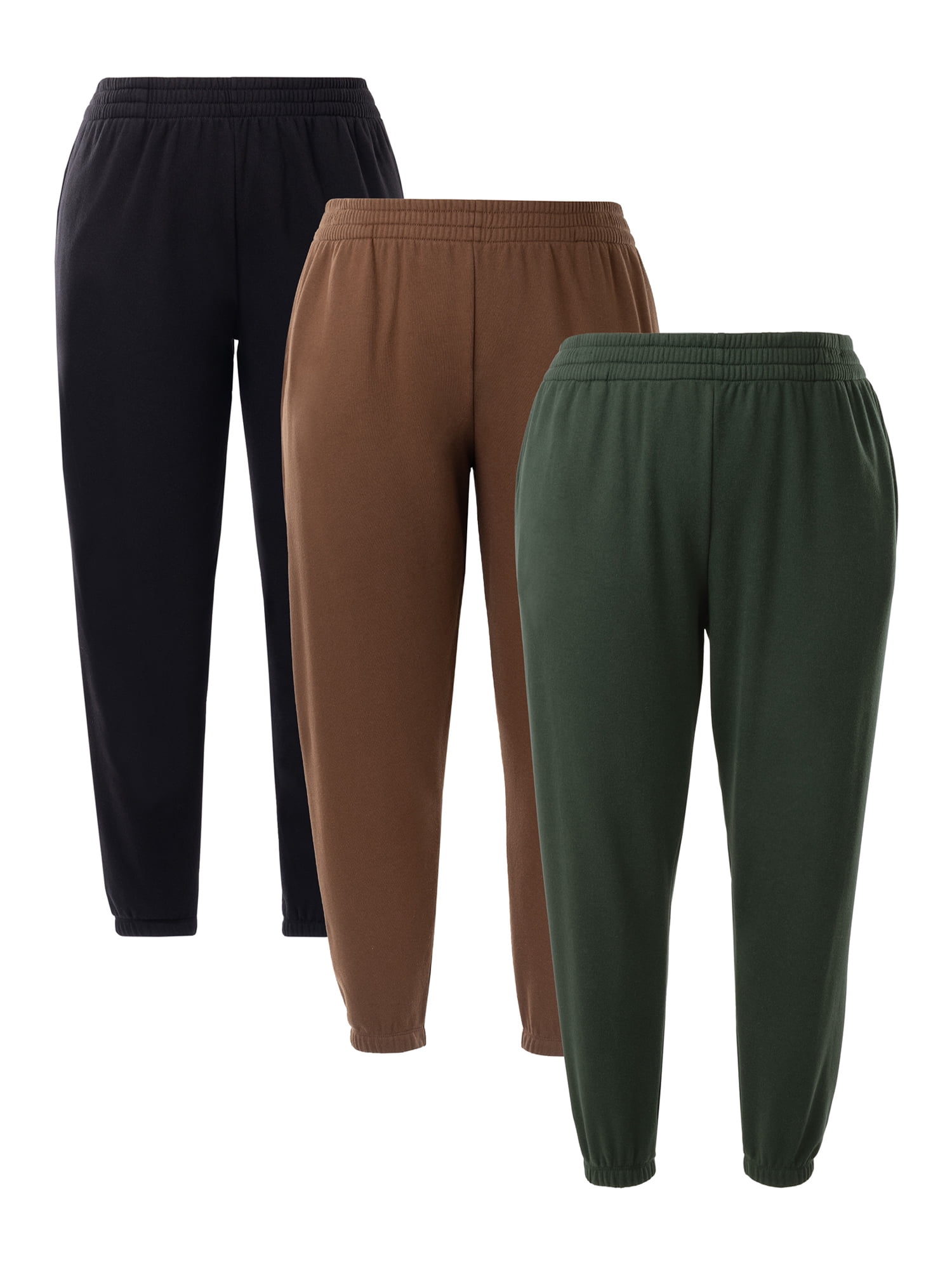 Terra & Sky Women's Plus Size Fleece Sweatpants, 2-Pack
