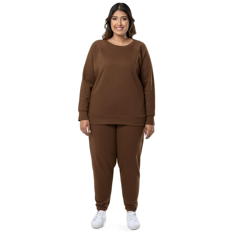 Terra & Sky Women's Plus Size Cotton Blend Fleece Sweatshirt and