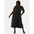 thumbnail image 1 of Terra & Sky Women's Plus Size Cotton Gathered Waist T-Shirt Dress, Sizes 0X-5X, 1 of 4