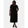thumbnail image 1 of Terra & Sky Women's Plus Size Cotton Gathered Waist T-Shirt Dress, Sizes 0X-5X, 1 of 4