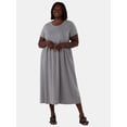 thumbnail image 1 of Terra & Sky Women's Plus Size Cotton Gathered Waist T-Shirt Dress, Sizes 0X-5X, 1 of 4