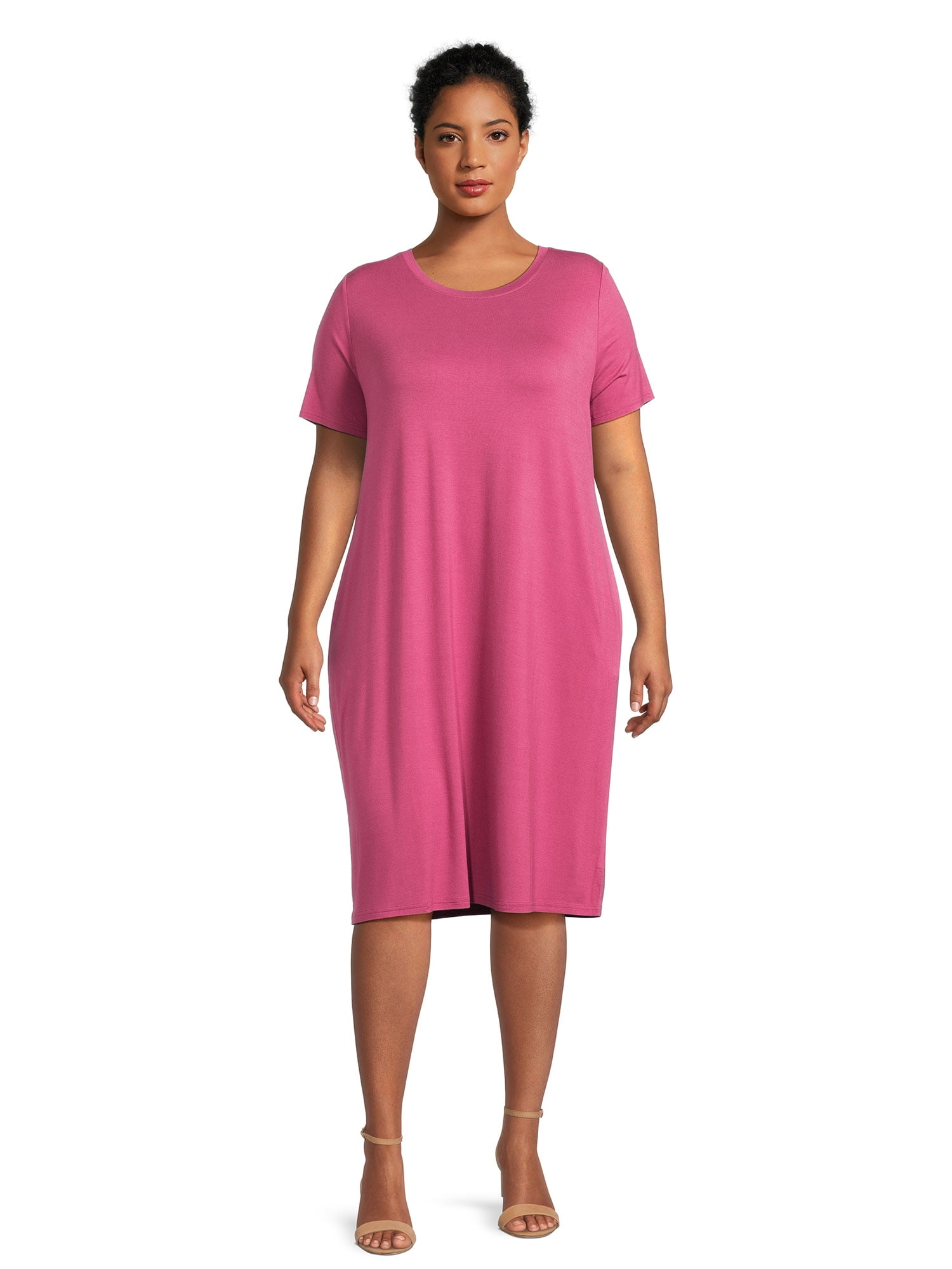 Terra & Sky Women’s Plus Size Crew T-shirt Dress - Walmart.com