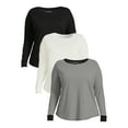 thumbnail image 1 of Terra & Sky Women's Plus Size Crewneck Tee with Long Sleeves, 3-Pack, 1 of 5
