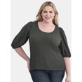 thumbnail image 1 of Terra & Sky Women’s Plus Size Crinkle Knit Top with Short Sleeves, Sizes 0X-5X, 1 of 5