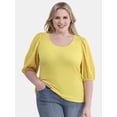 thumbnail image 1 of Terra & Sky Women’s Plus Size Crinkle Knit Top with Short Sleeves, Sizes 0X-5X, 1 of 5