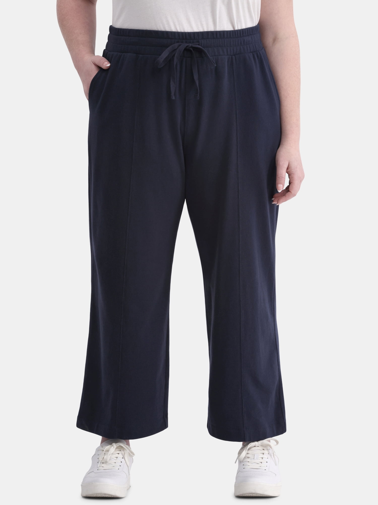 Terra & Sky Women’s Plus Size Cropped Knit Pants, 25" Inseam, Sizes 0X-4X